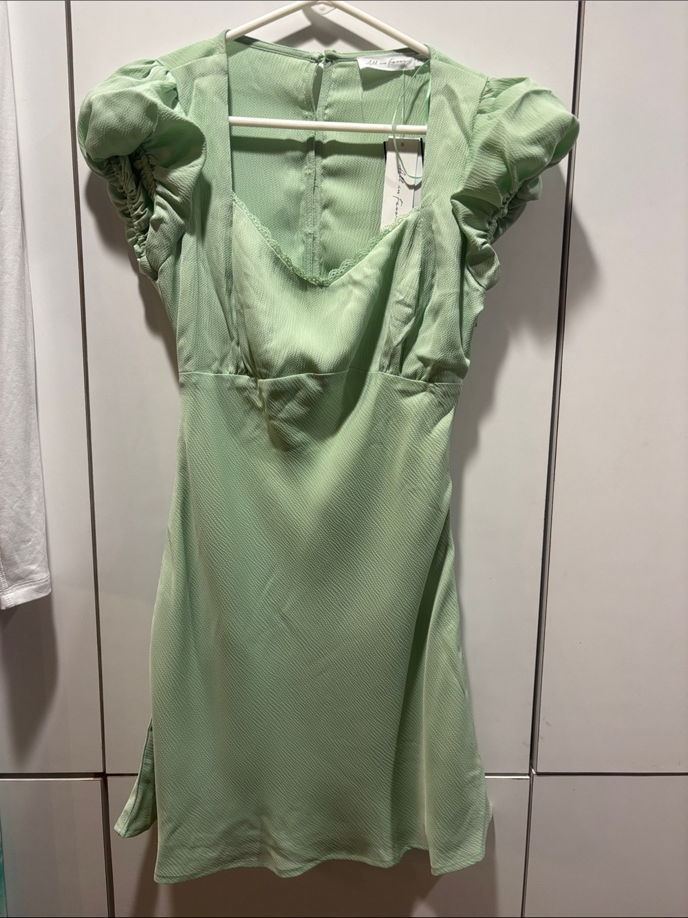 All in Favor Mint Green Puff-Sleeve Mini Dress